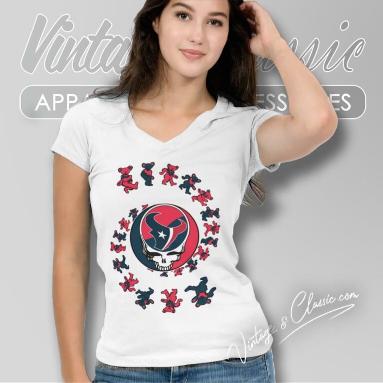 Houston Texans Nfl Grateful Dancing Bears V Neck TShirt Houston Texans Nfl Grateful Dancing Bears V Neck TShirt