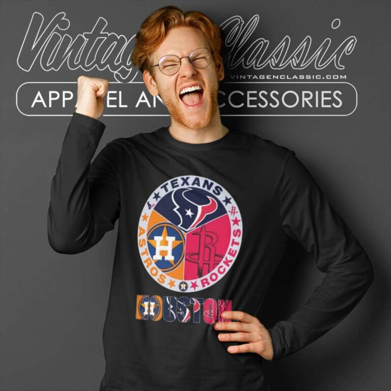 Houston Texans Rockets Astros Sport Champions 2023 Long Sleeve Tee Houston Texans Rockets Astros Sport Champions 2023 Long Sleeve Tee