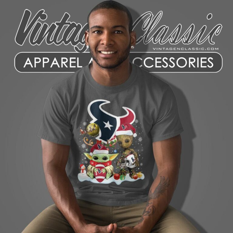 Houston Texans Shirt Baby Yoda And Groot Santa Christmas T Shirt Houston Texans Shirt Baby Yoda And Groot Santa Christmas T Shirt