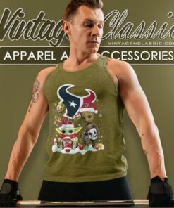 Houston Texans Shirt Baby Yoda And Groot Santa Christmas Tank Top Racerback