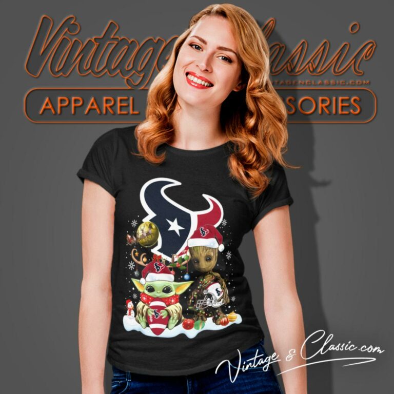 Houston Texans Shirt Baby Yoda And Groot Santa Christmas Women T Shirt Houston Texans Shirt Baby Yoda And Groot Santa Christmas Women T Shirt