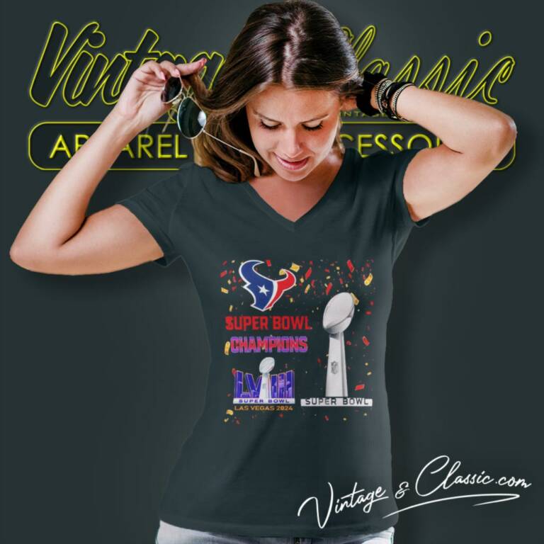 Houston Texans Shirt Super Bowl Champions Lviii Las Vegas 2024 V Neck TShirt Houston Texans Shirt Super Bowl Champions Lviii Las Vegas 2024 V Neck TShirt