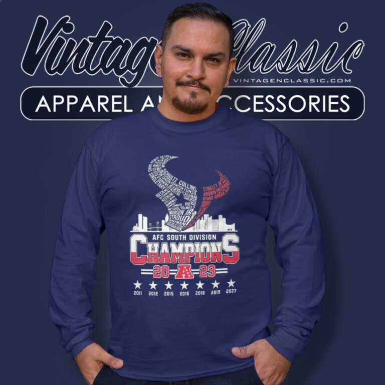 Houston Texans Skyline Logo Players Name Afc South Division Champions 2023 Long Sleeve Tee Houston Texans Skyline Logo Players Name Afc South Division Champions 2023 Long Sleeve Tee