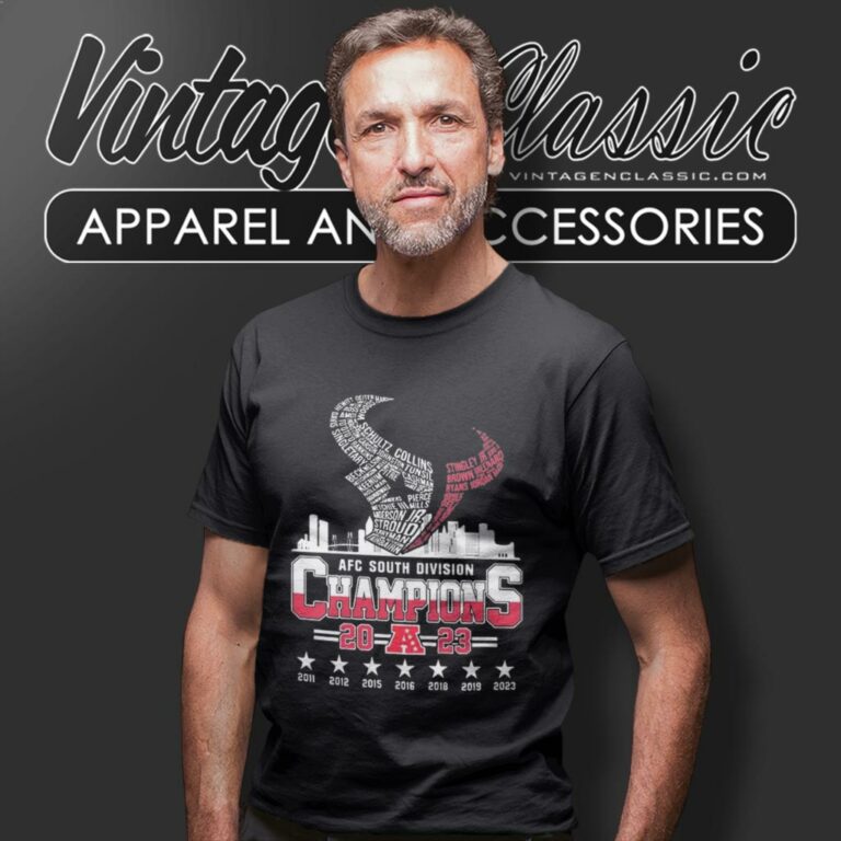 Houston Texans Skyline Logo Players Name Afc South Division Champions 2023 T Shirt Houston Texans Skyline Logo Players Name Afc South Division Champions 2023 T Shirt