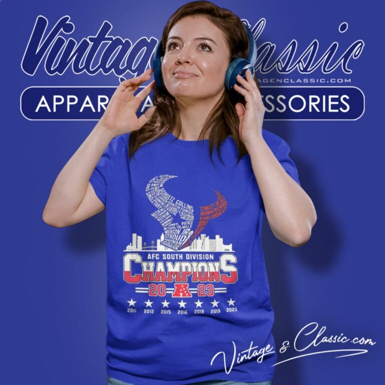 Houston Texans Skyline Logo Players Name Afc South Division Champions 2023 Women T Shirt Houston Texans Skyline Logo Players Name Afc South Division Champions 2023 Women T Shirt