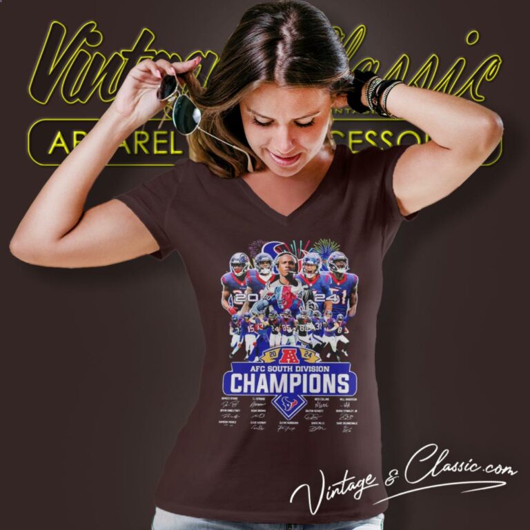 Houston Texans Team Afc South Champions 2023 V Neck TShirt Houston Texans Team Afc South Champions 2023 V Neck TShirt