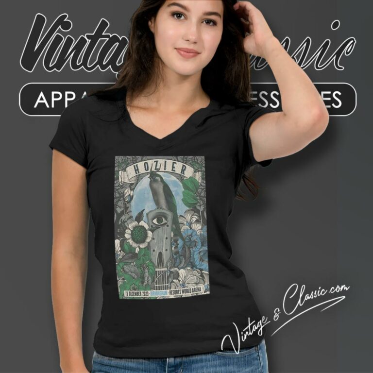 Hozier 13 Dec 2023 Resorts World Arena Birmingham Poster V Neck TShirt Hozier 13 Dec 2023 Resorts World Arena Birmingham Poster V Neck TShirt