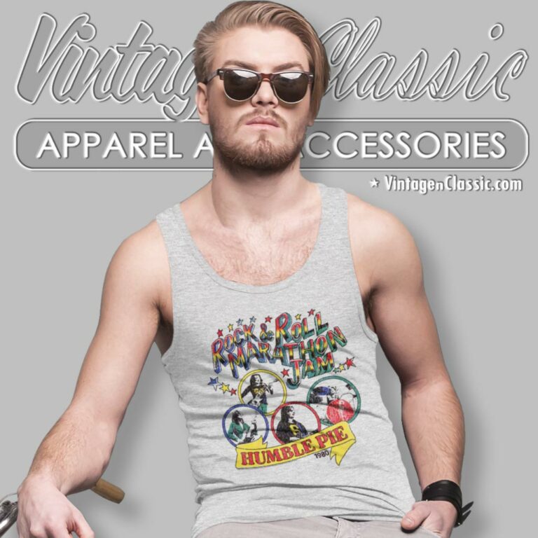 Humble Pieshirt Rock N Roll Marathon Jam 1980 Distressed Tank Top Racerback Humble Pieshirt Rock N Roll Marathon Jam 1980 Distressed Tank Top Racerback