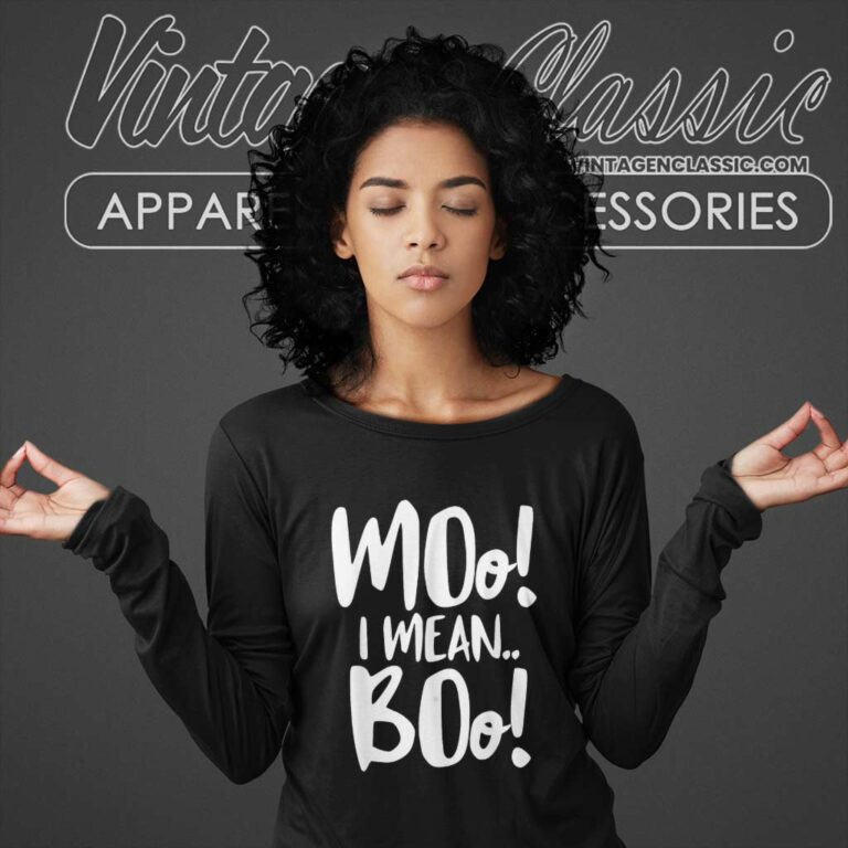 Humor Sayings Moo Boo Moo I Mean Boo Cow Halloween Ghost Long Sleeve Tee Humor Sayings Moo Boo Moo I Mean Boo Cow Halloween Ghost Long Sleeve Tee
