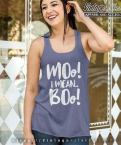 Humor Sayings Moo Boo Moo I Mean Boo Cow Halloween Ghost Tank Top Racerback