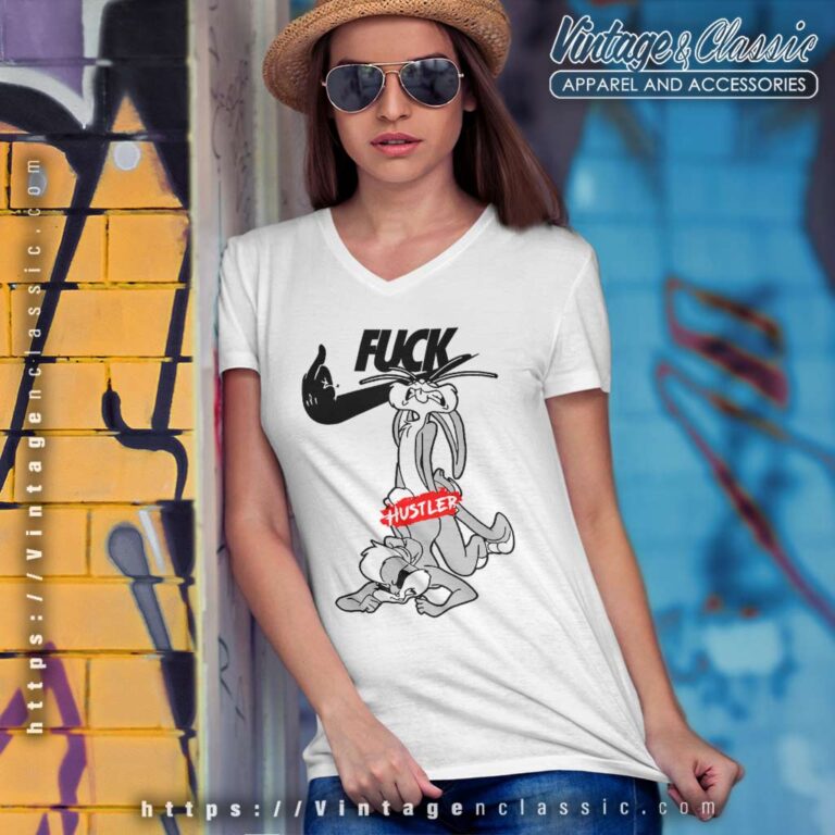 Hustler Bugs Bunny Pepe Le Pew V Neck TShirt Hustler Bugs Bunny Pepe Le Pew V Neck TShirt