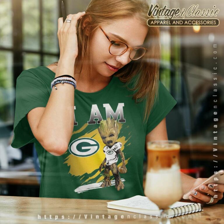 I Am Green Bay Packer Groot Women TShirt I Am Green Bay Packer Groot Women TShirt
