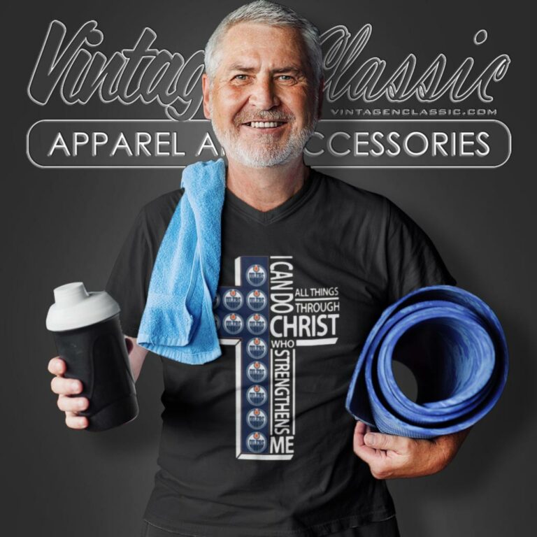 I Can Do All Things Through Christ Edmonton Oilers V Neck TShirt I Can Do All Things Through Christ Edmonton Oilers V Neck TShirt