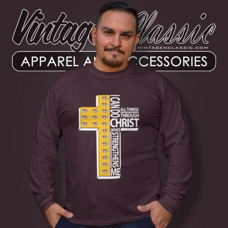I Can Do All Things Through Christ Nashville Predators Long Sleeve Tee I Can Do All Things Through Christ Nashville Predators Long Sleeve Tee