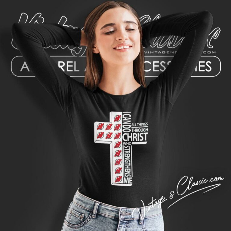 I Can Do All Things Through Christ New Jersey Devils Long Sleeve Tee I Can Do All Things Through Christ New Jersey Devils Long Sleeve Tee