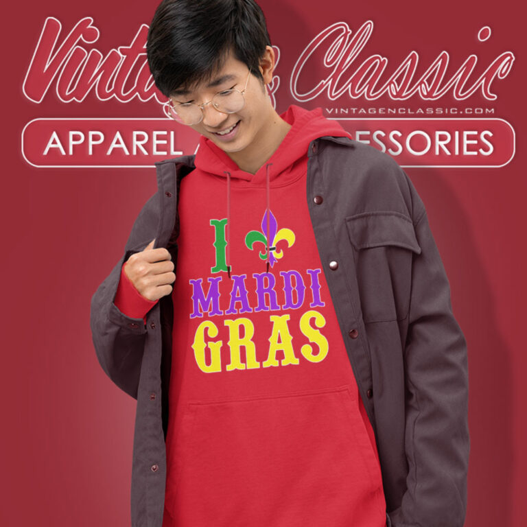 I Love Mardi Gras Fleur De Lis Hoodie I Love Mardi Gras Fleur De Lis Hoodie