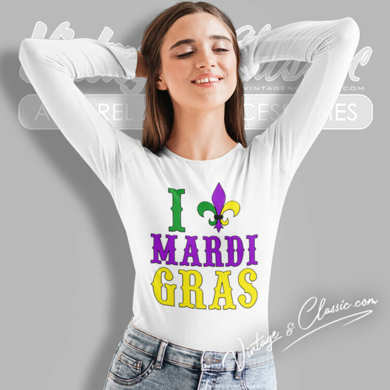 I Love Mardi Gras Fleur De Lis Long Sleeve Tee I Love Mardi Gras Fleur De Lis Long Sleeve Tee