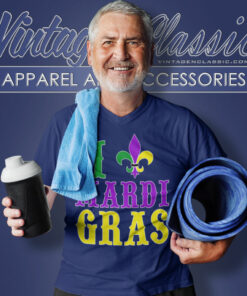 I Love Mardi Gras Fleur De Lis V Neck TShirt