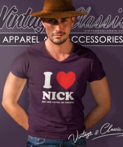 I Love Nick Red Heart V Neck TShirt