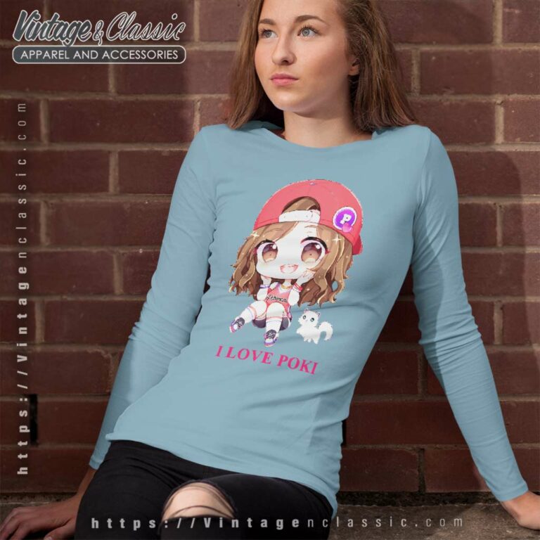 I Love Poki Pokimane Chibi Long Sleeve Tee I Love Poki Pokimane Chibi Long Sleeve Tee