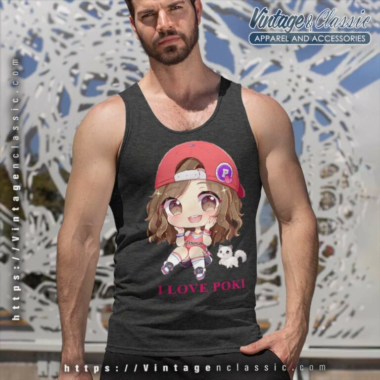 I Love Poki Pokimane Chibi Tank Top Racerback I Love Poki Pokimane Chibi Tank Top Racerback