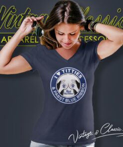I Love Titties And Pabst Blue Ribbon V Neck TShirt