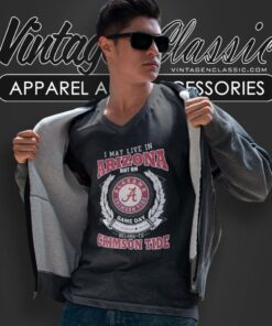 I May Live In Arizona But On Game Day Belong To Alabama Crimson Tide V Neck TShirt