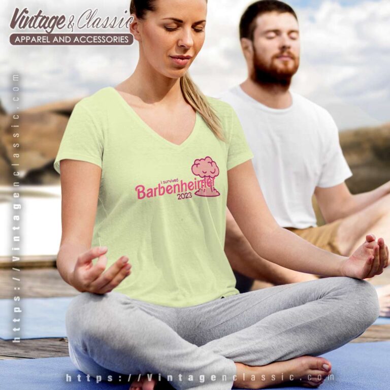 I Survived Barbenheimer 2023 V Neck TShirt I Survived Barbenheimer 2023 V Neck TShirt