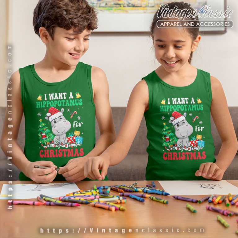 I Want A Hippopotamus For Christmas Kids Tank Top Racerback I Want A Hippopotamus For Christmas Kids Tank Top Racerback
