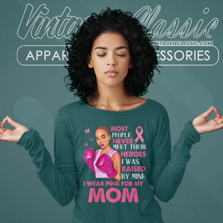 I Wear Pinks For My Mom Breast Cancer Awareness Support Mom Long Sleeve Tee I Wear Pinks For My Mom Breast Cancer Awareness Support Mom Long Sleeve Tee