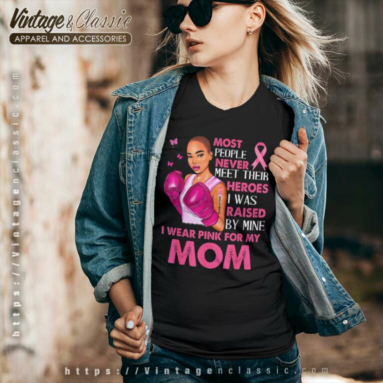 I Wear Pinks For My Mom Breast Cancer Awareness Support Mom V Neck TShirt I Wear Pinks For My Mom Breast Cancer Awareness Support Mom V Neck TShirt