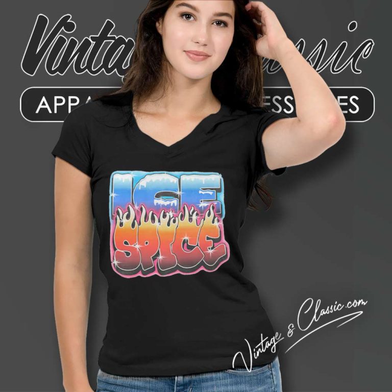 Ice Spice Graffiti Logo V Neck TShirt Ice Spice Graffiti Logo V Neck TShirt