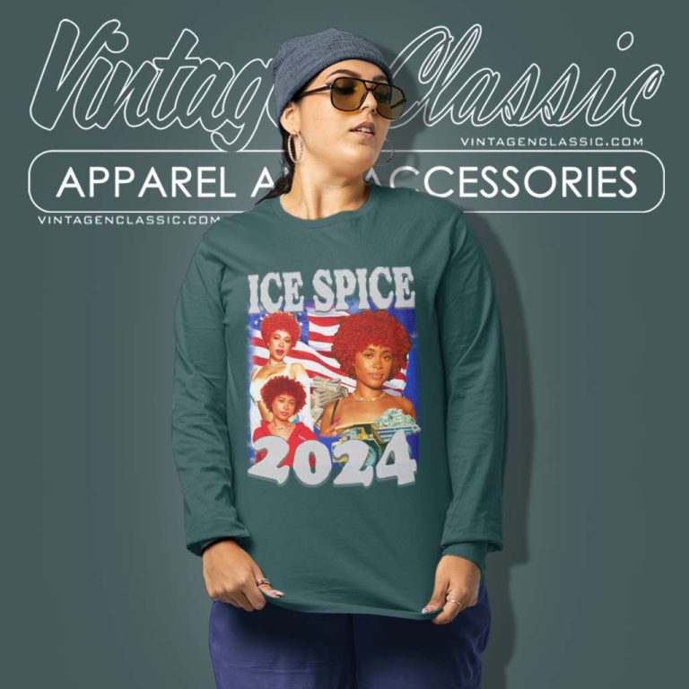 Ice Spice Shirt 2024 American Flag Long Sleeve Tee 1 Ice Spice Shirt 2024 American Flag Long Sleeve Tee 1