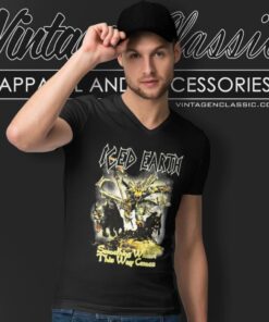 Iced Earth Sacred Flames V Neck TShirt