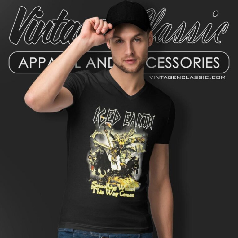 Iced Earth Sacred Flames V Neck TShirt Iced Earth Sacred Flames V Neck TShirt