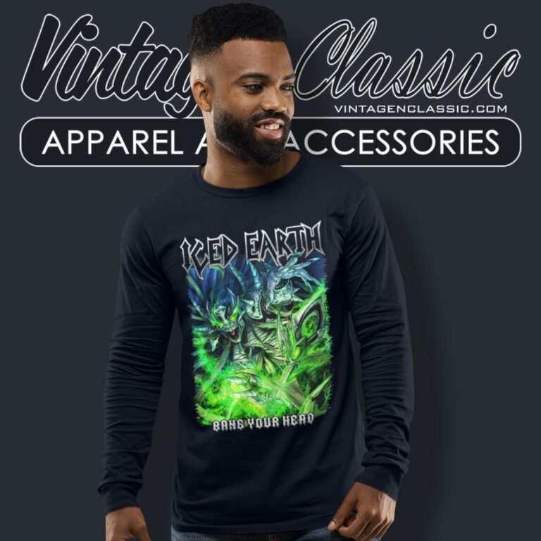 Iced Earth Shirt Bang Your Head Long Sleeve Tee Iced Earth Shirt Bang Your Head Long Sleeve Tee