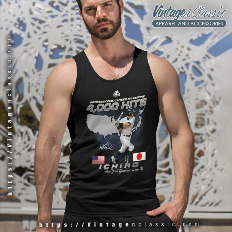 Ichiro Suzuki New York Yankees 4000 Hits Tank Top Racerback Ichiro Suzuki New York Yankees 4000 Hits Tank Top Racerback