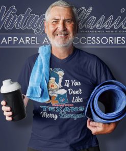 If You Dont Like Houston Texans Merry Kissmyass Christmas Santa V Neck TShirt