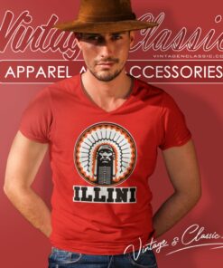Illinois Fighting Illini University Logo V Neck TShirt