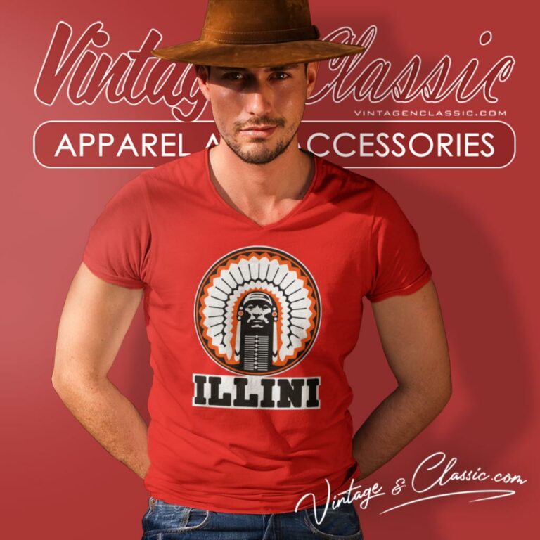 Illinois Fighting Illini University Logo V Neck TShirt Illinois Fighting Illini University Logo V Neck TShirt