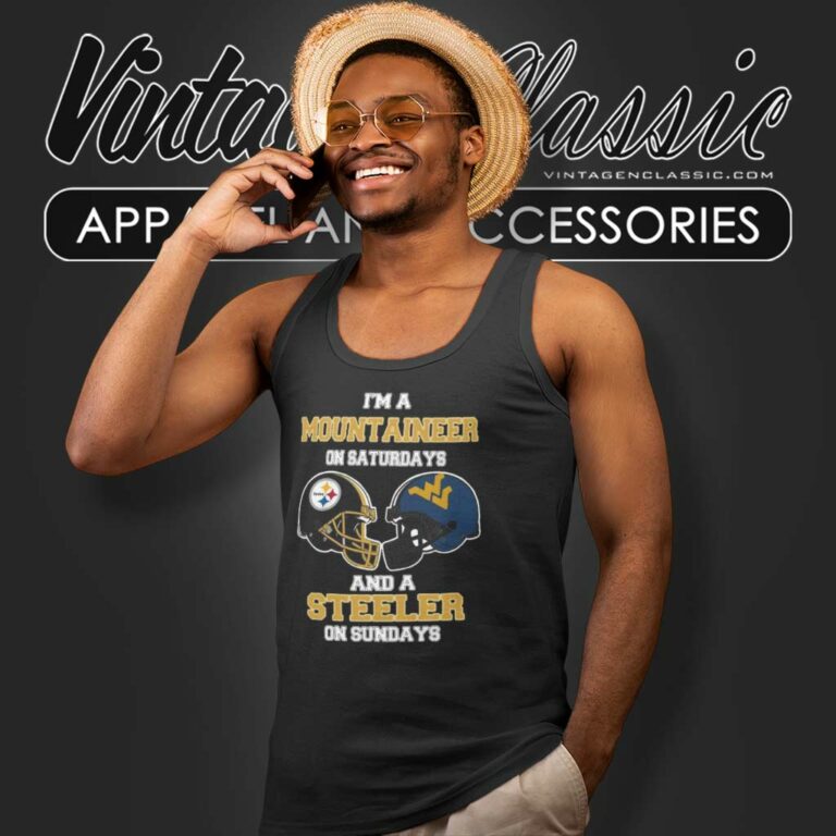 Im A Mountaineers On Saturdays And A Steelers On Sundays Tank Top Racerback Im A Mountaineers On Saturdays And A Steelers On Sundays Tank Top Racerback