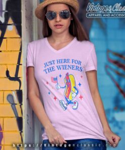 Im Just Here For The Wieners Funny Fourth Of July V Neck TShirt