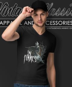 In Flames Masked V Neck TShirt