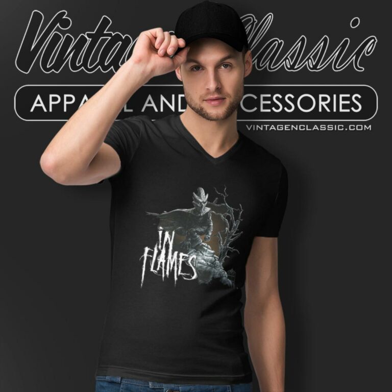 In Flames Masked V Neck TShirt In Flames Masked V Neck TShirt