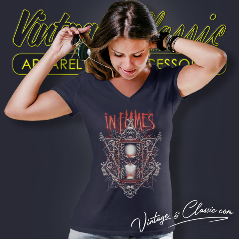 In Flames Shirt Dark Hourglass V Neck TShirt In Flames Shirt Dark Hourglass V Neck TShirt