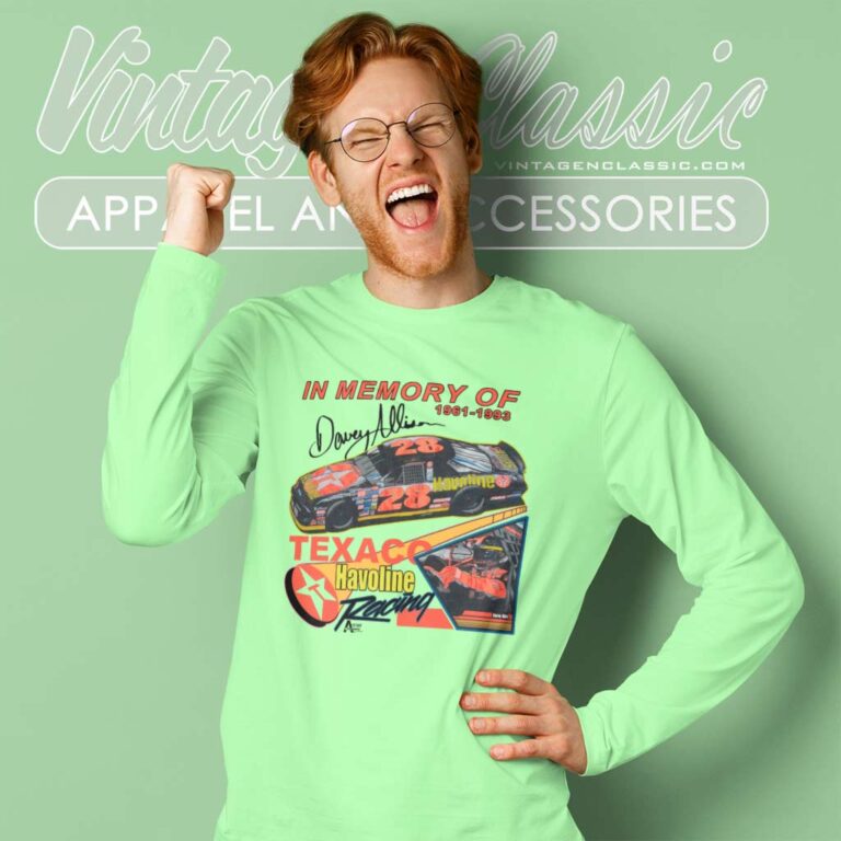In Memory Of Davey Allison 28 Texaco Havoline Long Sleeve Tee In Memory Of Davey Allison 28 Texaco Havoline Long Sleeve Tee