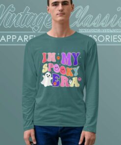 In My Spooky Era Groovy Hippie Halloween Ghost Funny Boo Vinyl Long Sleeve Tee