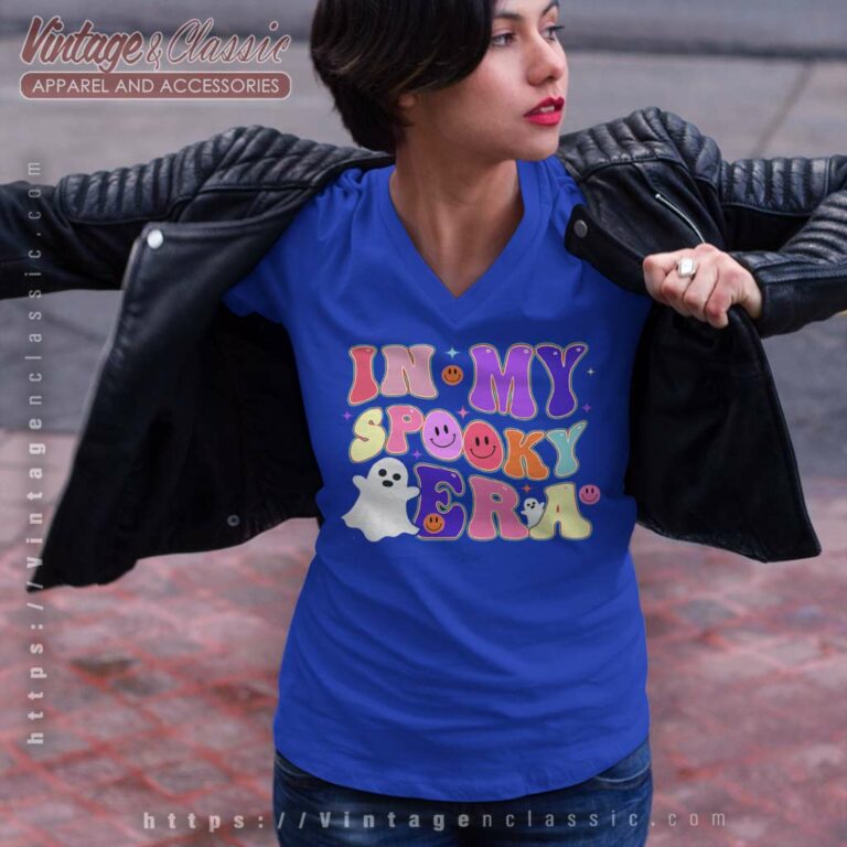 In My Spooky Era Groovy Hippie Halloween Ghost Funny Boo Vinyl V Neck TShirt In My Spooky Era Groovy Hippie Halloween Ghost Funny Boo Vinyl V Neck TShirt