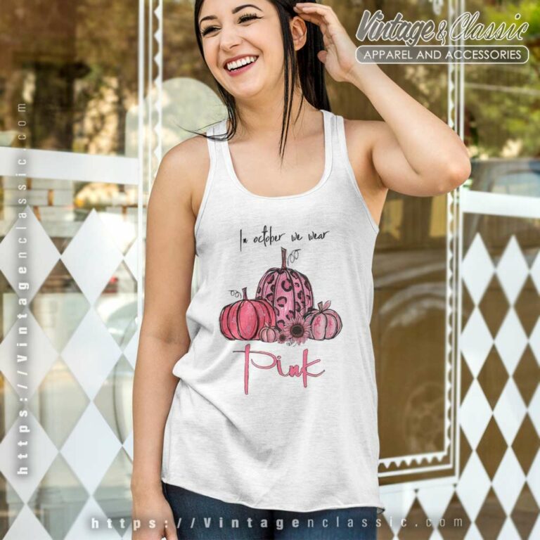 In October We Wear Pink Warrior Pumpkin Tank Top Racerback In October We Wear Pink Warrior Pumpkin Tank Top Racerback