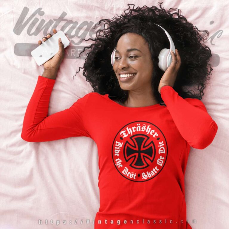 Independent X Thrasher Oath Red Long Sleeve Tee Independent X Thrasher Oath Red Long Sleeve Tee